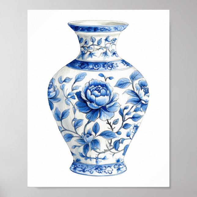 Chinoiserie Watercolor Jar Poster (Vorne)