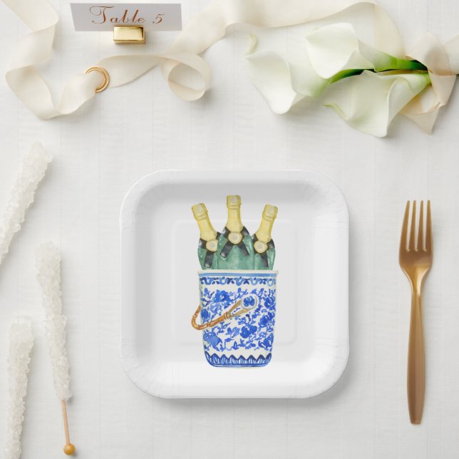 Chinoiserie Watercolor Party Teller (Hochzeit)