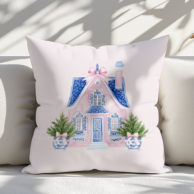 Chinoiserie Watercolor Pink Weihnachtskissen Kissen (Von Creator hochgeladen)