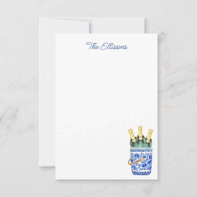 Chinoiserie Watercolor Vin Ice Bucket Note Cartes (Devant)