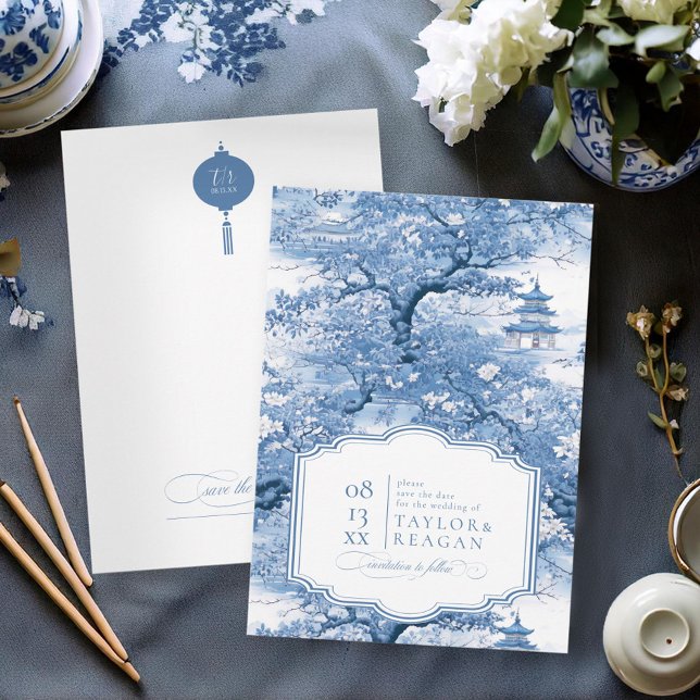 Chinoiserie Wedding ID1094, Inspiriert Porzellan Save The Date (Von Creator hochgeladen)
