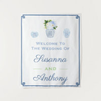 Chinoiserie Wedding Welcome Virtual Background Sti