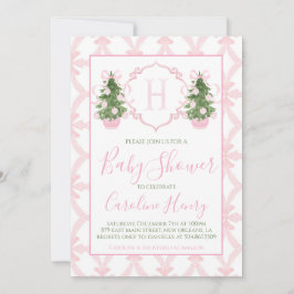 Chinoiserie Weihnachten Pink Preppy Baby Dusche Einladung