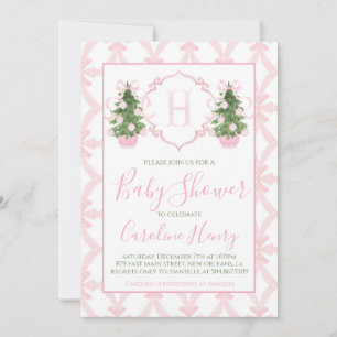 Chinoiserie Weihnachten Pink Preppy Baby Dusche Einladung