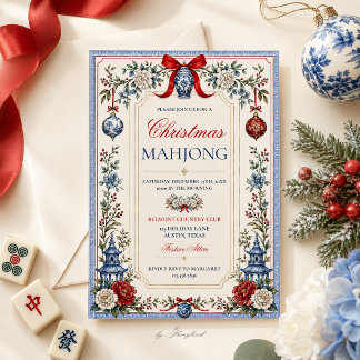 Chinoiserie Weihnachts-Mahjong Feiertagskarte