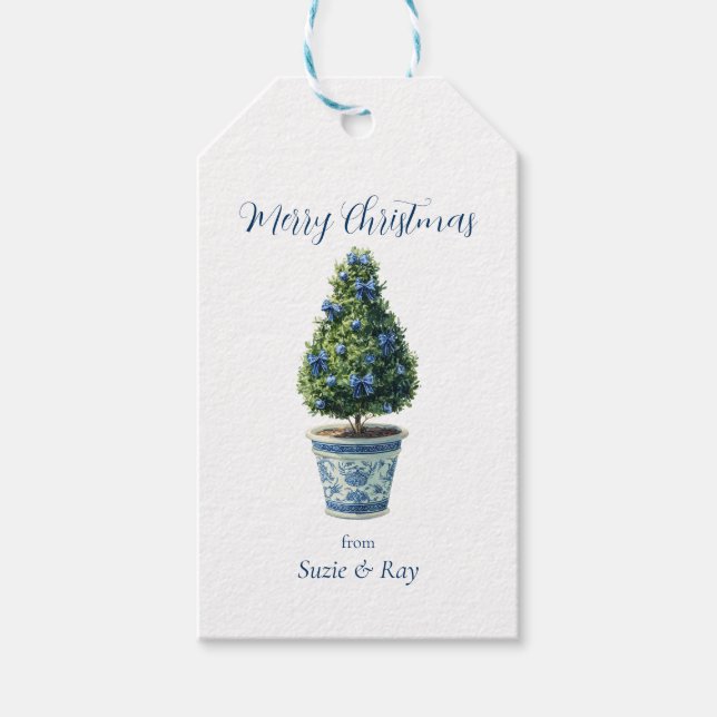 Chinoiserie Weihnachtsbaum Geschenkanhänger (Vorderseite)