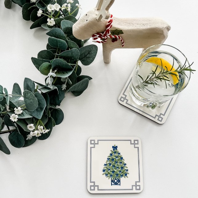 Chinoiserie Weihnachtsbaum Getränkeuntersetzer (Chinoiserie Christmas Tree Drink Coaster)