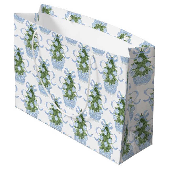Chinoiserie Weihnachtsbaum Große Geschenktüte (Rückseite Schrägansicht)