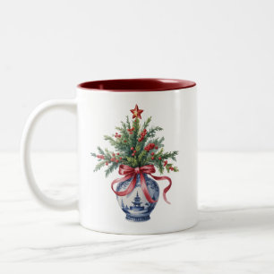 Chinoiserie-Weihnachtsbaum Roter Schleifen-Vase Vi Zweifarbige Tasse