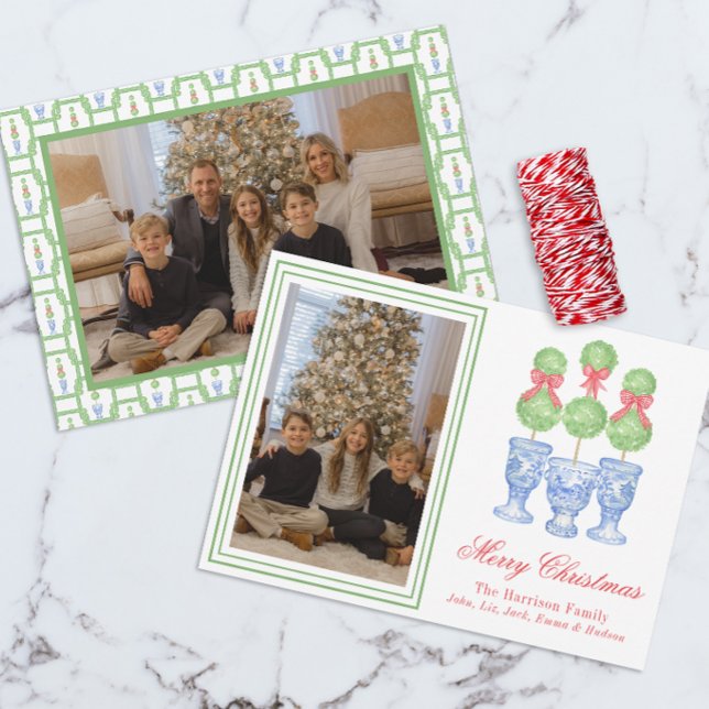 Chinoiserie Weihnachtsbäume Topiary Foto Feiertagskarte (Von Creator hochgeladen)