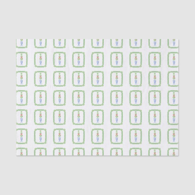 Chinoiserie Weihnachtsbäume Topiary Geschenk Seidenpapier (Vorderseite)