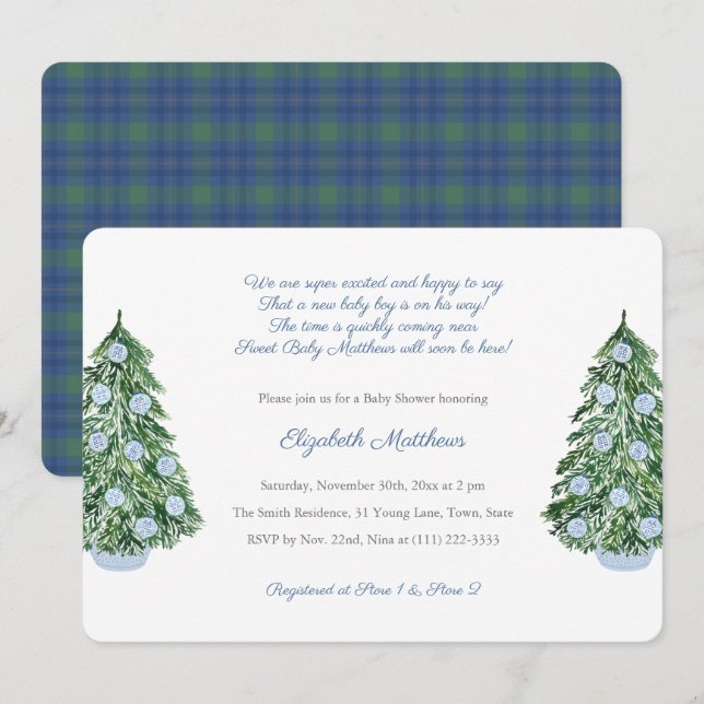 Chinoiserie Weihnachtsdusche für Junge Gedichte Einladung (Vorne/Hinten)