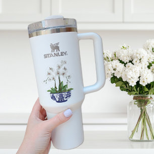 Chinoiserie, weiß, orchid, mit Name Vinyl Aufklebe Aufkleber