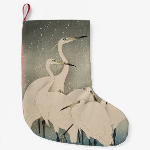 Chinoiserie Weißer Reiher Winter-Schnee-Muster Kleiner Weihnachtsstrumpf