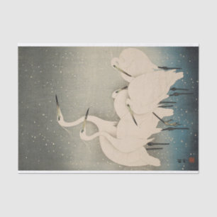 Chinoiserie Weißer Reiher Winter-Schnee-Muster Seidenpapier