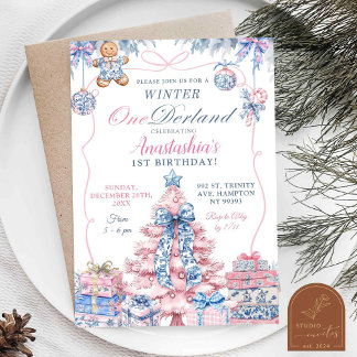 Chinoiserie Winter Onederland Coquette Zum Geburts Einladung