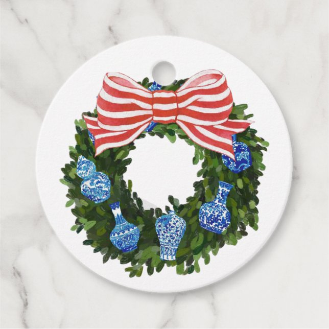 Chinoiserie Wreath, Christmas Ginger Jar, Geschenkanhänger (Vorderseite)