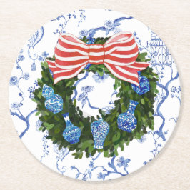 Chinoiserie Wreath, Christmas Ginger Jar, Party Runder Pappuntersetzer
