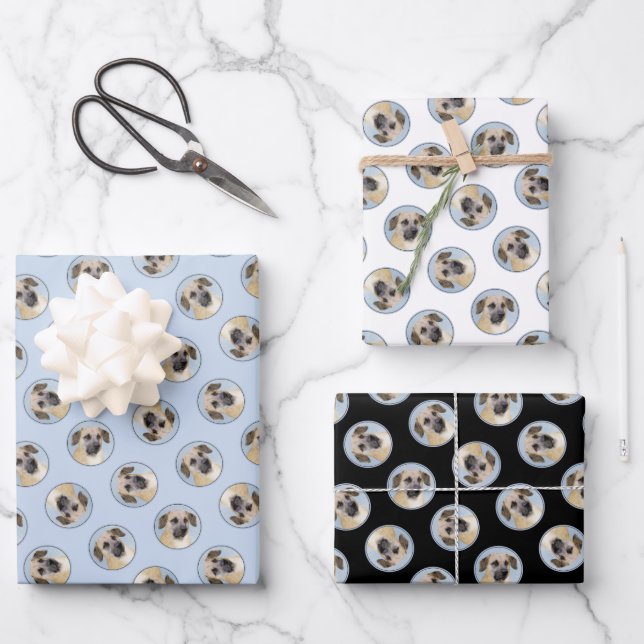 Chinook Drop Ohrmalerei Original Schlittenhunde Ku Geschenkpapier Set (Vorderseite)