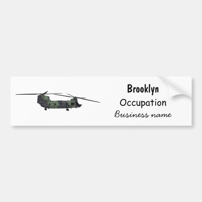 Chinook Heerhubschrauber Cartoon Illustration Autoaufkleber (Vorne)