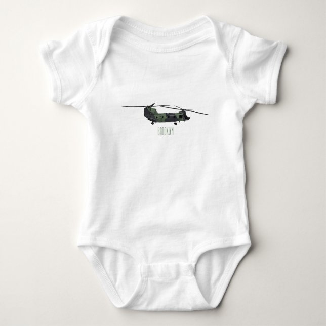 Chinook Heerhubschrauber Cartoon Illustration Baby Strampler (Vorderseite)