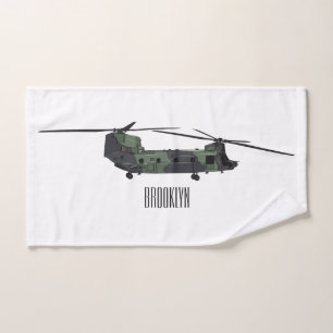 Chinook Heerhubschrauber Cartoon Illustration Badhandtuch Set