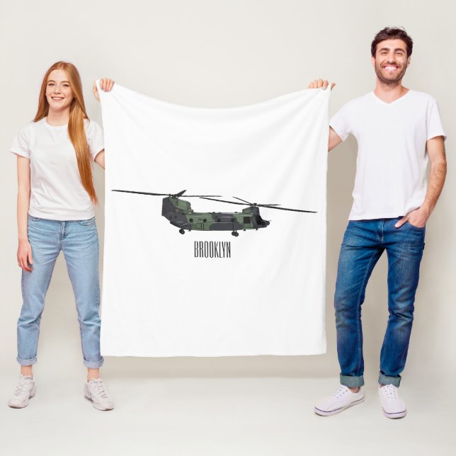 Chinook Heerhubschrauber Cartoon Illustration Fleecedecke (Beispiel)