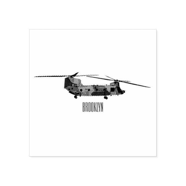 Chinook Heerhubschrauber Cartoon Illustration Gummistempel (Prägung)
