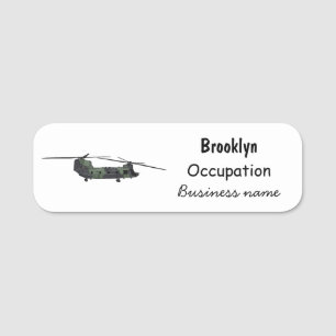 Chinook Heerhubschrauber Cartoon Illustration Namensschild