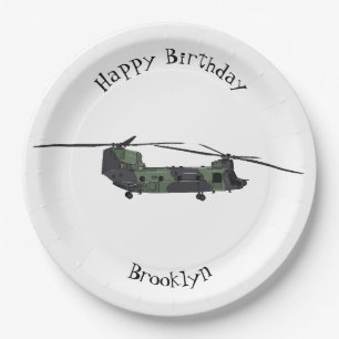 Chinook Heerhubschrauber Cartoon Illustration Pappteller