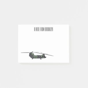 Chinook Heerhubschrauber Cartoon Illustration Post-it Klebezettel