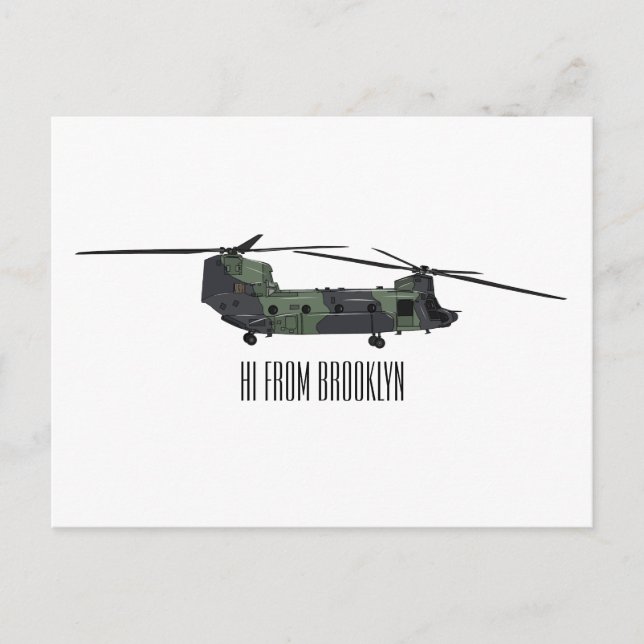Chinook Heerhubschrauber Cartoon Illustration Postkarte (Vorderseite)