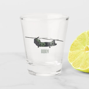 Chinook Heerhubschrauber Cartoon Illustration Schnapsglas