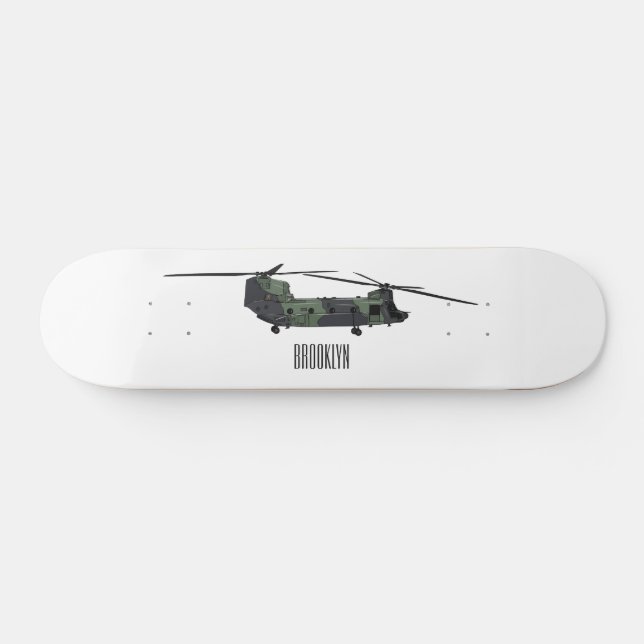 Chinook Heerhubschrauber Cartoon Illustration Skateboard (Horizontal)