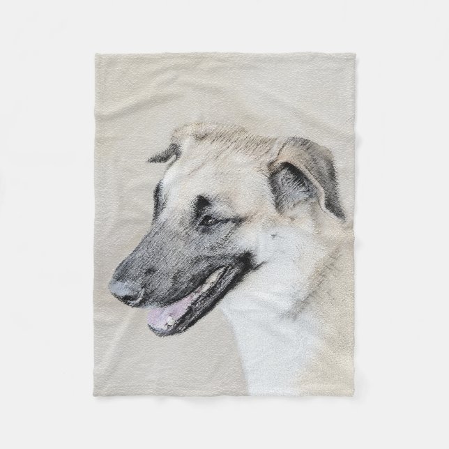 Chinook (Hubschrauberohren) Malerei - Hundekunst Fleecedecke (Vorderseite)