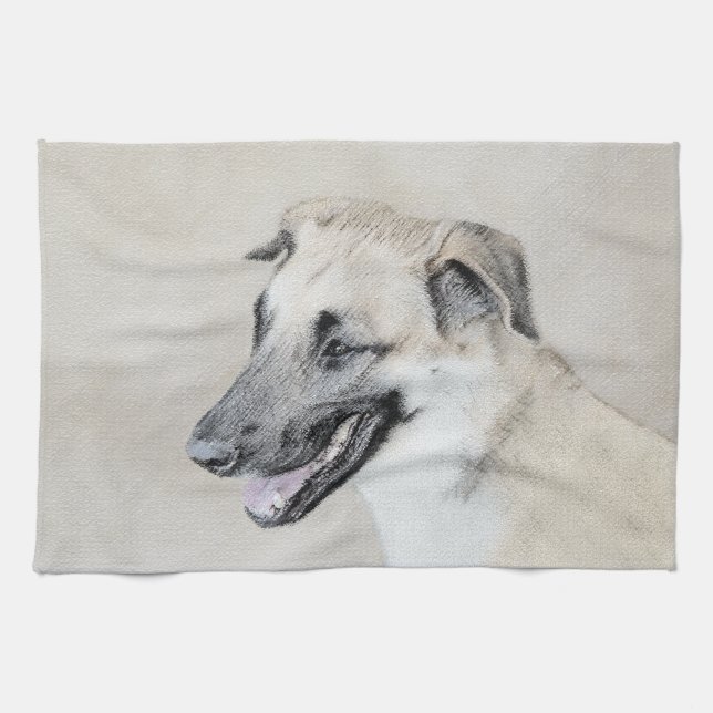 Chinook (Hubschrauberohren) Malerei - Hundekunst Geschirrtuch (Horizontal)