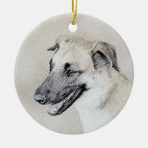 Chinook (Hubschrauberohren) Malerei - Hundekunst Keramik Ornament