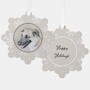 Chinook (Hubschrauberohren) Malerei - Hundekunst Ornament Karte