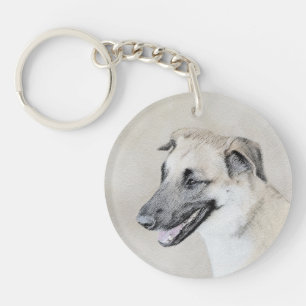 Chinook (Hubschrauberohren) Malerei - Hundekunst Schlüsselanhänger