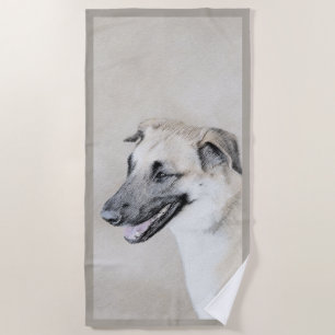Chinook (Hubschrauberohren) Malerei - Hundekunst Strandtuch