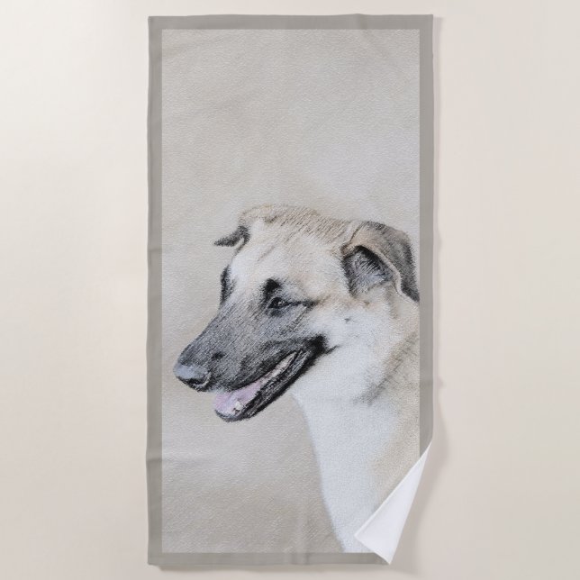Chinook (Hubschrauberohren) Malerei - Hundekunst Strandtuch (Vorderseite)