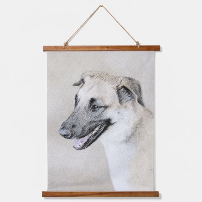Chinook (Hubschrauberohren) Malerei - Hundekunst Wandteppich Mit Holzrahmen (Vorderseite)