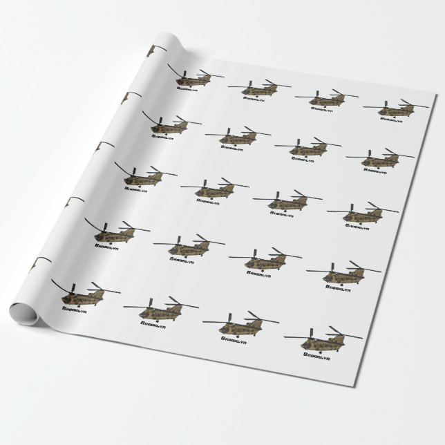 Chinook-Illustration für Militärhubschrauber Geschenkpapier (Ungerollt)