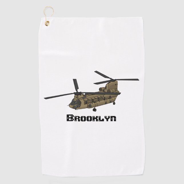 Chinook-Illustration für Militärhubschrauber Golfhandtuch (Vorderseite)
