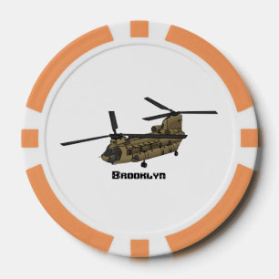Chinook-Illustration für Militärhubschrauber Pokerchips