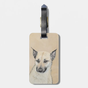 Chinook (Ohrspitze) Malerei - Original Hundkunst Gepäckanhänger