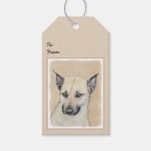 Chinook (Ohrspitze) Malerei - Original Hundkunst Geschenkanhänger
