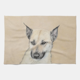 Chinook (Ohrspitze) Malerei - Original Hundkunst Handtuch