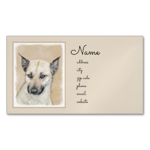 Chinook (Ohrspitze) Malerei - Original Hundkunst Magnetische Visitenkarte