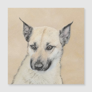 Chinook (Ohrspitze) Malerei - Original Hundkunst Magnetkarte